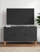vidaXL ТВ шкаф 99 x 345 x 50 см Черно Инженерна дървесина