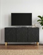vidaXL ТВ шкаф 99 x 345 x 50 см Черно Инженерна дървесина