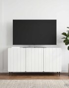 vidaXL ТВ шкаф 99 x 345 x 52 см Бял гланц Инженерна дървесина