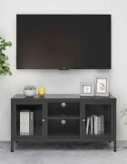vidaXL ТВ шкаф антрацит 105x35x52 см стомана и стъкло