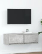 vidaXL ТВ шкаф бетонно сив 80x31x255 см инженерно дърво