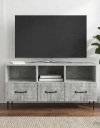 vidaXL ТВ шкаф Бетонно сиво 102 x 345 x 50 см Инженерна дървесина