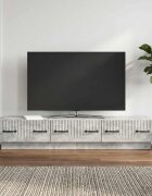 vidaXL ТВ шкаф Бетонно сиво 147 x 345 x 27 см Инженерна дървесина