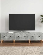 vidaXL ТВ шкаф Бетонно сиво 147 x 345 x 30 см Инженерна дървесина