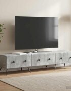 vidaXL ТВ шкаф Бетонно сиво 147 x 345 x 30 см Инженерна дървесина
