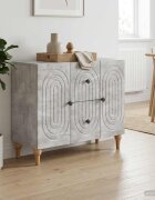 vidaXL ТВ шкаф Бетонно сиво 89 x 345 x 60 см Инженерна дървесина