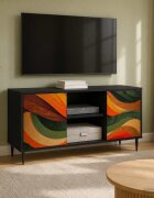 vidaXL ТВ шкаф BONN 102 x 33 x 51 см Черен дъб Инженерна дървесина