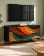 vidaXL ТВ шкаф BONN 102 x 33 x 51 см Черен дъб Инженерна дървесина