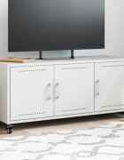 vidaXL ТВ шкаф бял 1005x39x435 см стомана