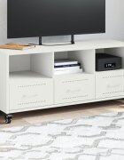 vidaXL ТВ шкаф бял 1005x39x435 см стомана