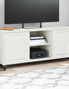 vidaXL ТВ шкаф бял 1005x39x435 см стомана