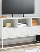 vidaXL ТВ шкаф бял 1005x39x605 см стомана