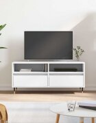 vidaXL ТВ шкаф бял 100x345x445 см инженерно дърво