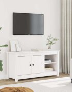 vidaXL ТВ шкаф бял 103x365x52 см бор масив