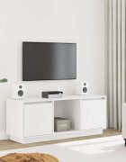 vidaXL ТВ шкаф бял 1105x35x44 см бор масив