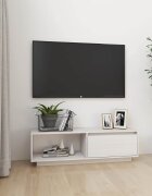vidaXL ТВ шкаф бял 110x30x335 см борово дърво масив