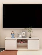 vidaXL ТВ шкаф бял 110x30x40 см борово дърво масив