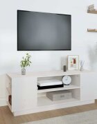 vidaXL ТВ шкаф бял 110x35x405 см бор масив