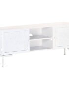 vidaXL ТВ шкаф бял 115x30x46 см мангово дърво масив
