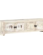 vidaXL ТВ шкаф бял 140x30x35 см мангово дърво масив