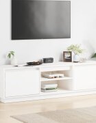 vidaXL ТВ шкаф бял 140x35x40 см бор масив