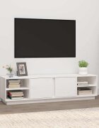 vidaXL ТВ шкаф бял 156x40x40 см бор масив