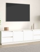 vidaXL ТВ шкаф бял 176x37x475 см бор масив