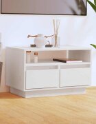 vidaXL ТВ шкаф бял 60x35x37 см бор масив