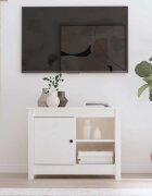 vidaXL ТВ шкаф бял 70x365x52 см бор масив