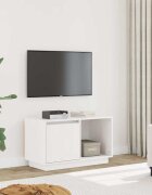 vidaXL ТВ шкаф бял 74x35x44 см бор масив