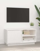 vidaXL ТВ шкаф бял 80x35x405 см бор масив