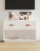 vidaXL ТВ шкаф бял 90x40x60 см бор масив