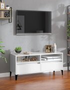 vidaXL ТВ шкаф бял гланц 100x345x445 см инженерно дърво