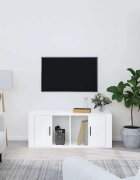 vidaXL ТВ шкаф бял гланц 100x35x40 см инженерно дърво