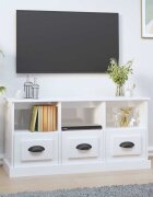 vidaXL ТВ шкаф бял гланц 100x35x50 см инженерно дърво
