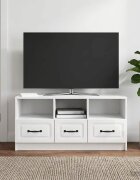vidaXL ТВ шкаф Бял гланц 102 x 345 x 47 см Инженерна дървесина