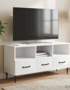 vidaXL ТВ шкаф Бял гланц 102 x 345 x 50 см Инженерна дървесина
