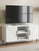 vidaXL ТВ шкаф Бял гланц 102 x 345 x 50 см Инженерна дървесина
