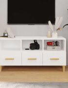 vidaXL ТВ шкаф бял гланц 102x36x50 см инженерно дърво