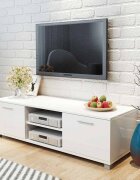 vidaXL ТВ шкаф бял гланц 120x405x35 см