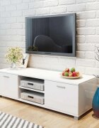 vidaXL ТВ шкаф бял гланц 140x405x35 см