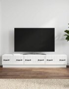 vidaXL ТВ шкаф Бял гланц 147 x 345 x 27 см Инженерна дървесина
