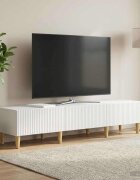 vidaXL ТВ шкаф Бял гланц 147 x 345 x 30 см Инженерна дървесина