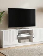 vidaXL ТВ шкаф Бял гланц 150 x 31 x 47 см Инженерна дървесина
