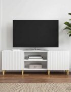 vidaXL ТВ шкаф Бял гланц 150 x 31 x 50 см Инженерна дървесина