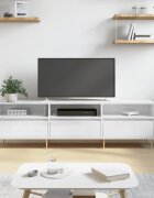 vidaXL ТВ шкаф бял гланц 150x30x445 см инженерно дърво