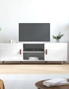 vidaXL ТВ шкаф бял гланц 150x30x50 см инженерно дърво
