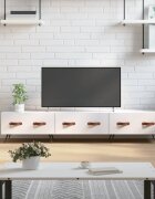 vidaXL ТВ шкаф бял гланц 150x36x30 см инженерно дърво