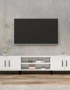 vidaXL ТВ шкаф бял гланц 180x315x40 см инженерно дърво
