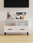 vidaXL ТВ шкаф бял гланц 80x36x50 см инженерно дърво
